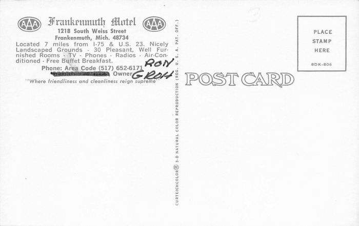 Frankenmuth Motel - Vintage Postcard (newer photo)